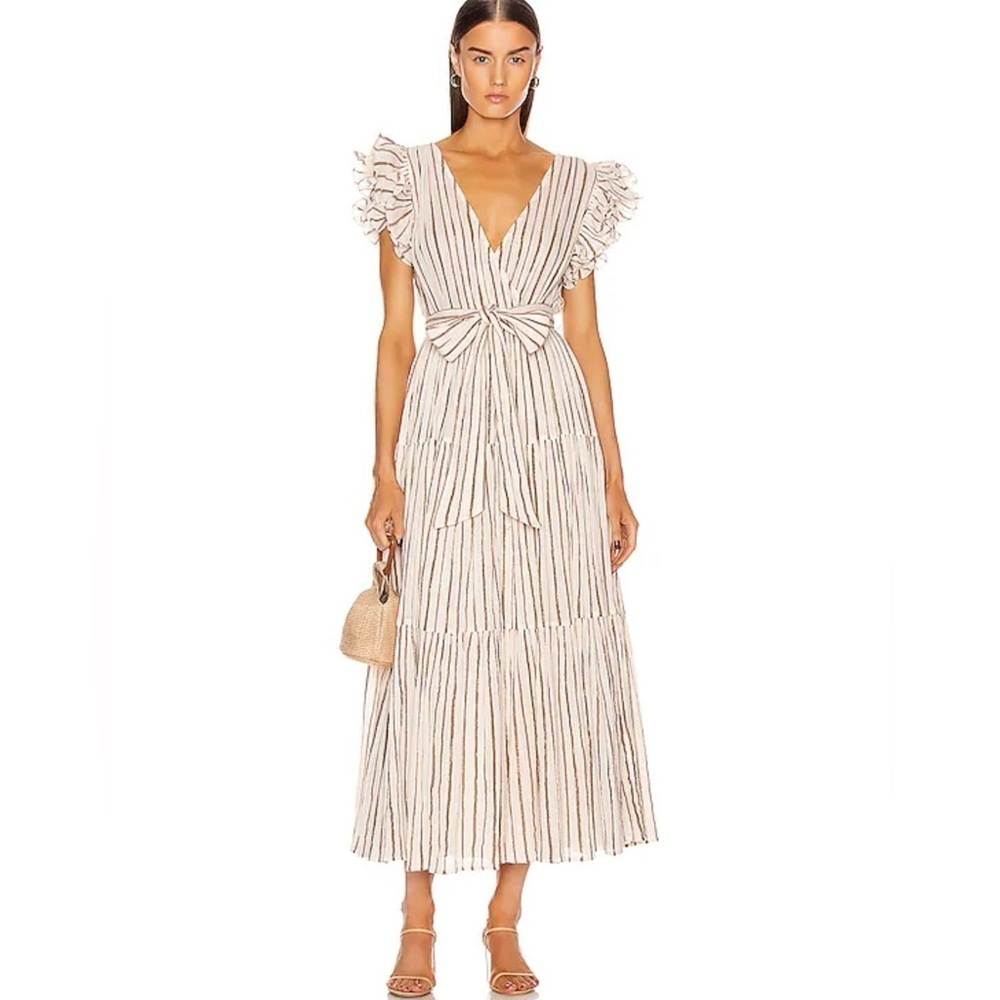 Ulla Johnson Elegant Cream Striped Lilliana Dress
